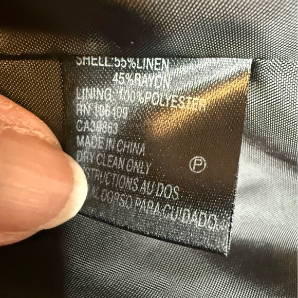 Tahari Arthur S Levine Sz 18 Career Wear Black Belted Short Sleeve Blazer Linen - Picture 13 of 14